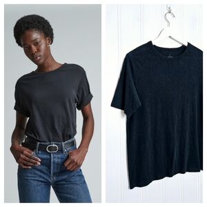 Everlane The Air Oversized Crew Tee Black T-Shirt Women’s XS Lightweight Cotton
